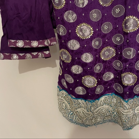 Purple Foil Salwar Kameez Indian 3-Piece Set – Size 40 - Picture 11 of 15